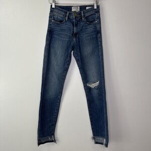 Frame Denim Le High Skinny‎ Step Hem Distressed Jeans Size 24